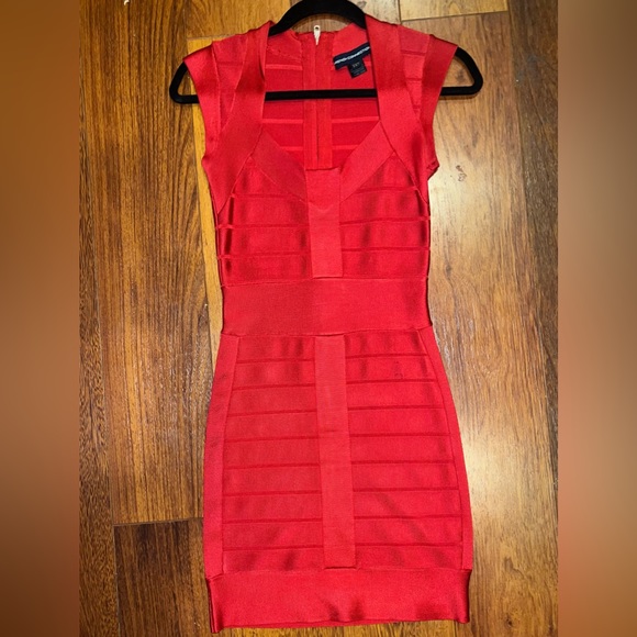 French Connection Cherry Red Bandage Dress - Picture 1 of 4